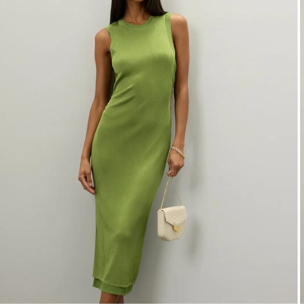 Atlein Green Knit Midi Dress Large